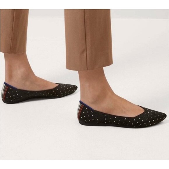 Rothy's The Point Ivory Dot Textile Ballet Flat Classic Women’s US 7 - Picture 1 of 12